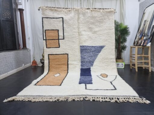 NAJEEM- Abstract White Rug -Beni Ourain Carpet 7x10
