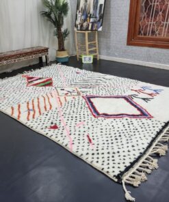 White, Pink And Black Rug