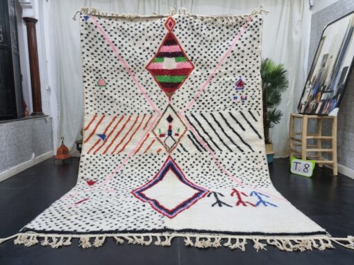 White, Pink And Black Rug