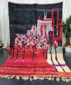 JARIA- Black&Red Moroccan Rug - Handmade Berber Rug
