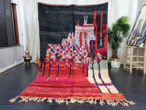 JARIA- Black&Red Moroccan Rug - Handmade Berber Rug