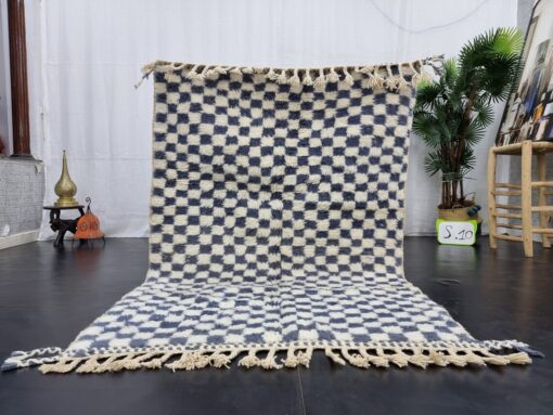 SHAWY- Gray and White Rug - Moroccan Beni Ourain Carpet 4x6