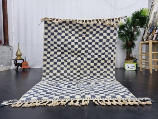 SHAWY- Gray and White Rug - Moroccan Beni Ourain Carpet 4x6