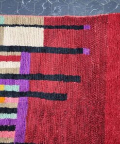 Colorful Wool Rug, Striped Bohemian Carpet.
