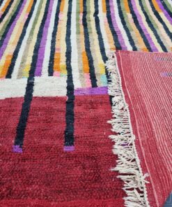 Colorful Wool Rug, Striped Bohemian Carpet.