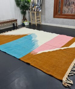 White And Brown Rug-Abstract Carpet