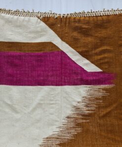 Handmade Wool Rug, White And Camel Brown Rug