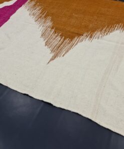 Handmade Wool Rug, White And Camel Brown Rug