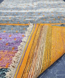 Gray And Orange Rug, Sheep Wool Rug