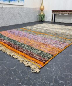 Gray And Orange Rug, Sheep Wool Rug