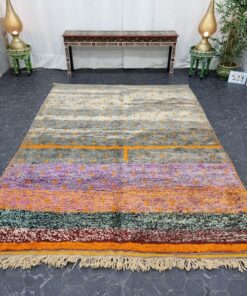 Gray And Orange Rug, Sheep Wool Rug
