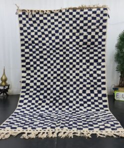 White And Dark Blue Rug