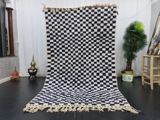 White And Dark Blue Rug