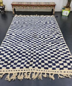 White And Dark Blue Rug