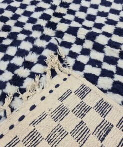 White And Dark Blue Rug