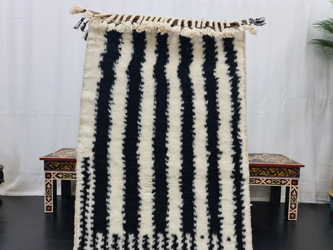 White And Black Ru Moroccan Berber Carpet