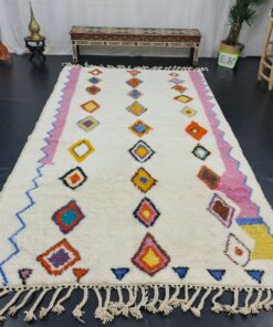 White And Pink Rug, Geometric Carpet
