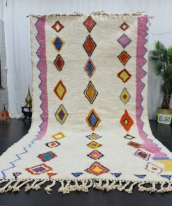 White And Pink Rug, Geometric Carpet