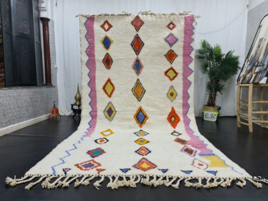 White And Pink Rug, Geometric Carpet