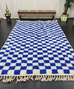 Moroccan White And Blue Rug