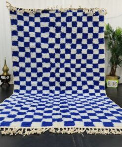 Moroccan White And Blue Rug