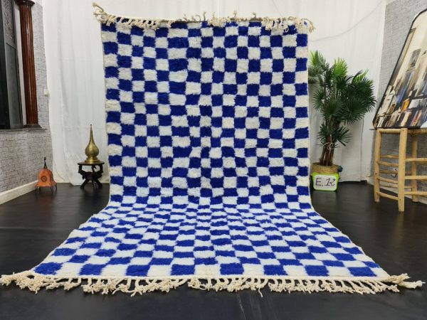 Moroccan White And Blue Rug