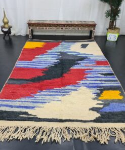 Moroccan Berber Carpet, Red And Blue Rug