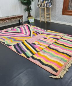 Tribal Handmade Wool Carpet-Colorful Boujad Rug.