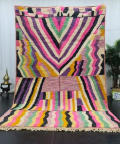 Tribal Handmade Wool Carpet-Colorful Boujad Rug.