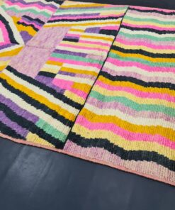 Tribal Handmade Wool Carpet-Colorful Boujad Rug.