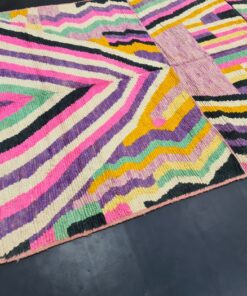 Tribal Handmade Wool Carpet-Colorful Boujad Rug.