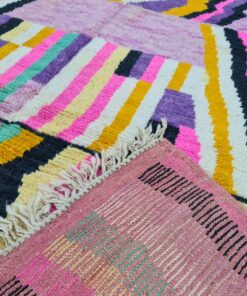 Tribal Handmade Wool Carpet-Colorful Boujad Rug.