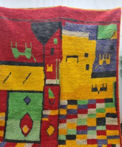 Yolk Yellow And Red Rug, Abstract Boujad Carpet