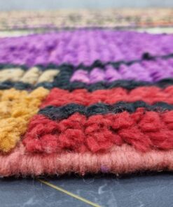 Colorful Wool Rug, Striped Bohemian Carpet.