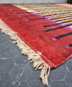 Colorful Wool Rug, Striped Bohemian Carpet.