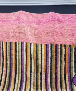 Colorful Wool Rug, Striped Bohemian Carpet.