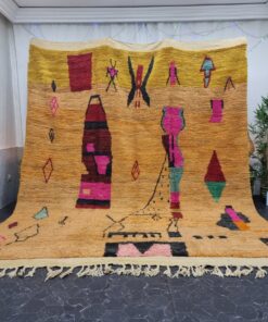 LIMAN- Orange Abstract Rug- Beni Ourain Rug 10x12