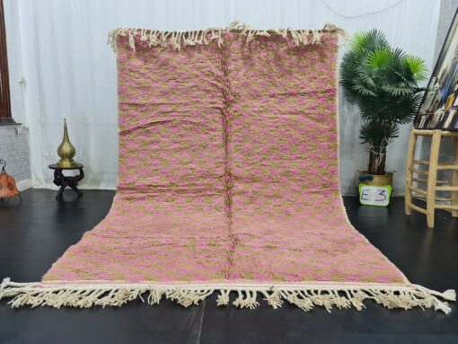 CHADIA- Pink Checkered Rug - Moroccan Beni ourain Rug 6x9