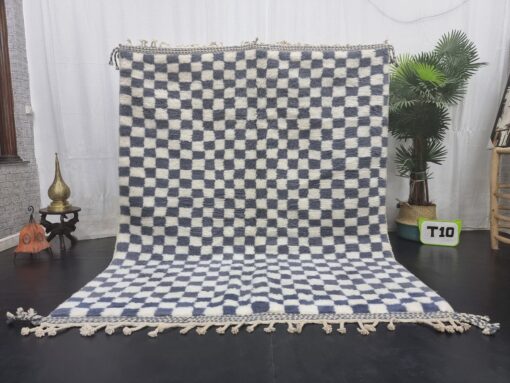 YATMA- Gray and White Rug - Moroccan Beni Ourain Carpet 6x7