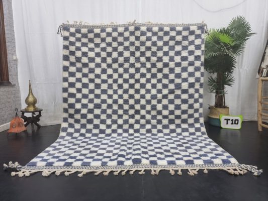 YATMA- Gray and White Rug - Moroccan Beni Ourain Carpet 6x7