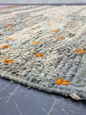 Gray And Orange Rug, Sheep Wool Rug