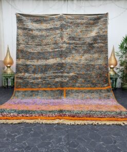 Gray And Orange Rug, Sheep Wool Rug