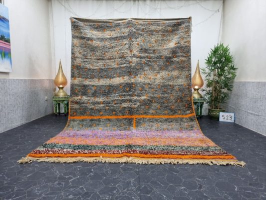 Gray And Orange Rug, Sheep Wool Rug