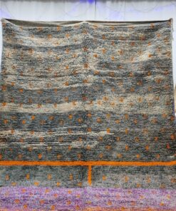 Gray And Orange Rug, Sheep Wool Rug