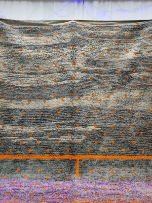 Gray And Orange Rug, Sheep Wool Rug