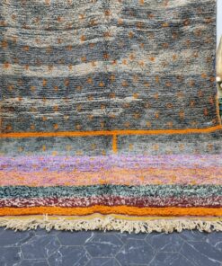 Gray And Orange Rug, Sheep Wool Rug