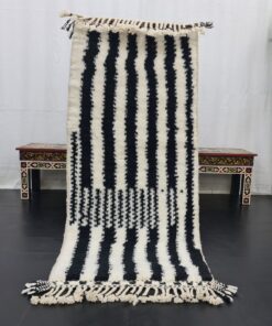 White And Black Rug, Moroccan Berber Carpet