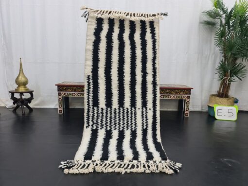 White And Black Rug, Moroccan Berber Carpet
