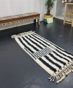 White And Black Rug, Moroccan Berber Carpet