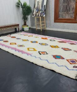 White And Pink Rug, Geometric Carpet